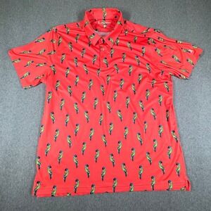 Chubbies Polo Shirt Mens XXL 2XL Parrot Tropical Stretch Short Sleeve Button Up